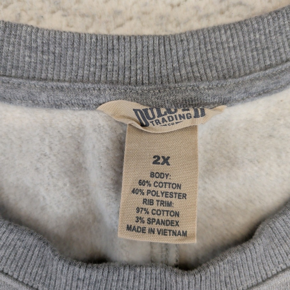 Duluth Trading Co Womens 2X Gray Logo Fleece Sweatshirt 83846 Graphic Pocket - Picture 4 of 5